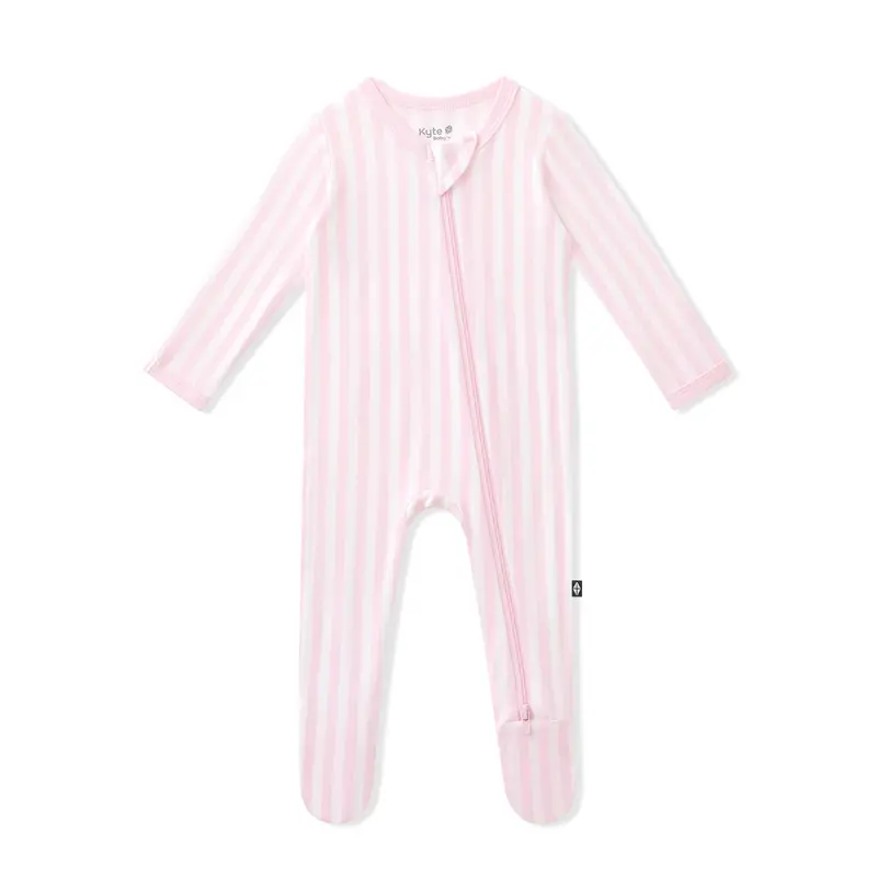 Zippered Footie In Small Sakura Stripe 2