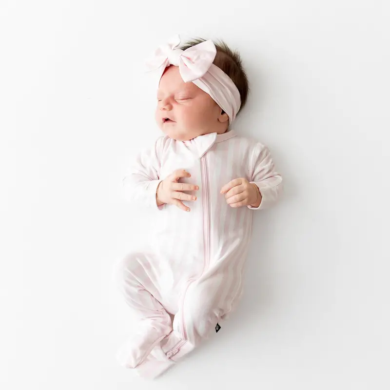 Zippered Footie In Small Sakura Stripe 3