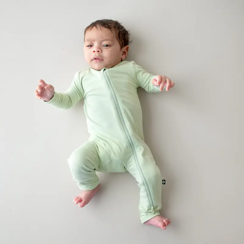 Zippered Romper In Basil 1