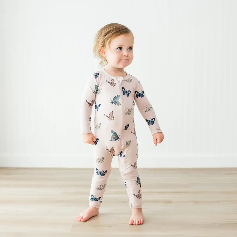 Zippered Romper In Blush Butterfly 1
