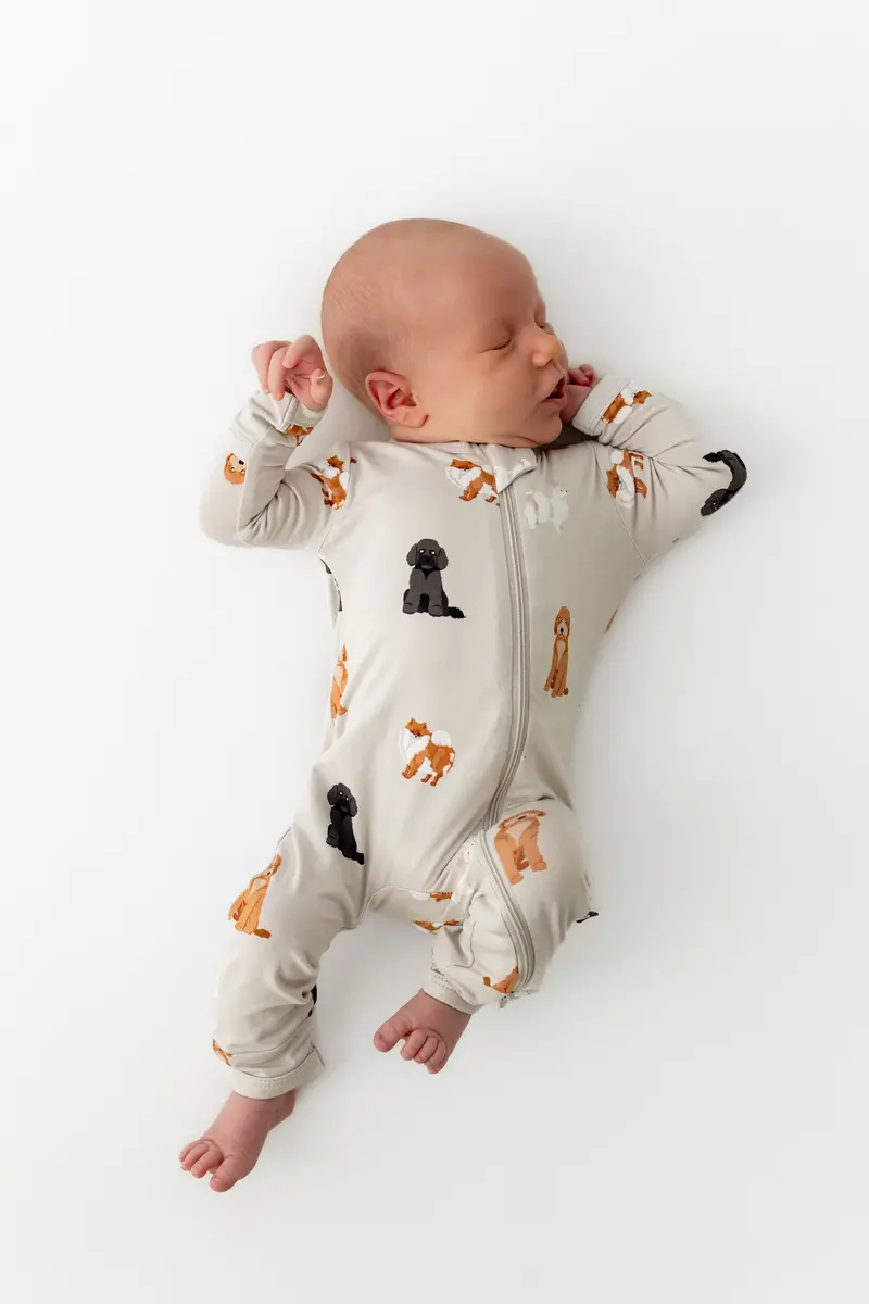Zippered Romper In Fluffy Dog 1
