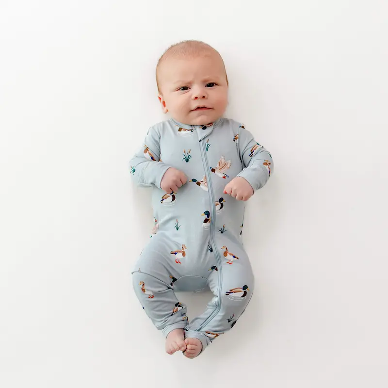 Zippered Romper In Mallard Duck 1