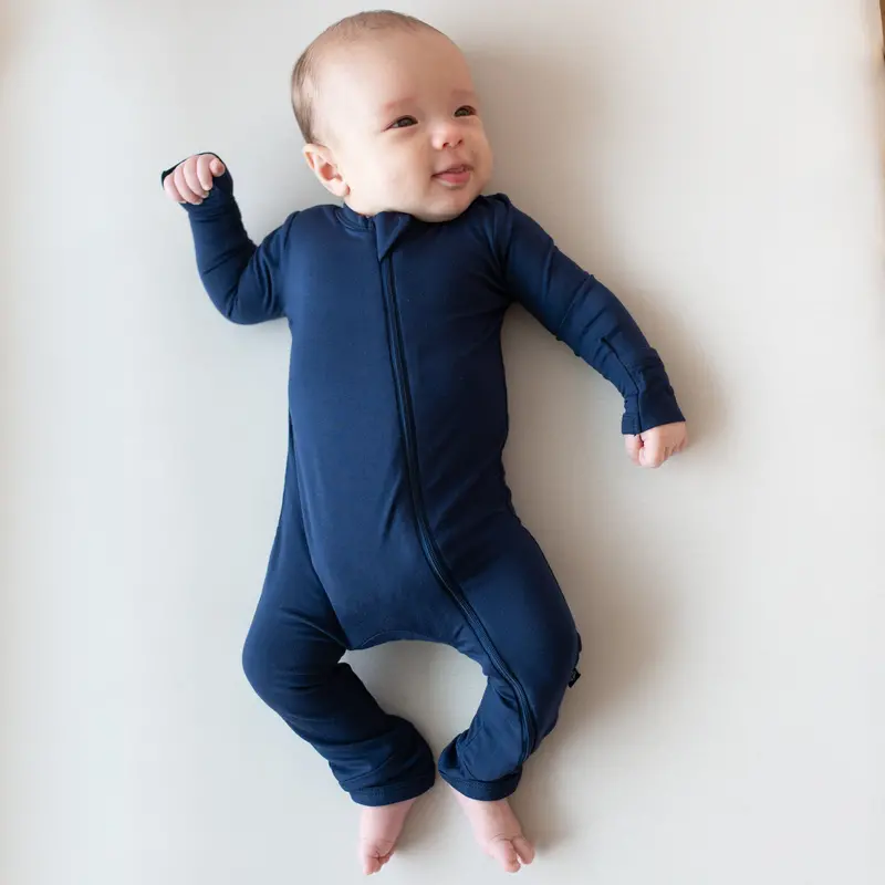 Zippered Romper In Navy 1