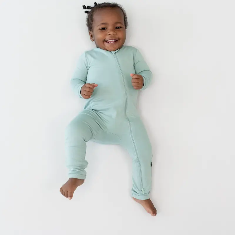 Zippered Romper In Sage 1