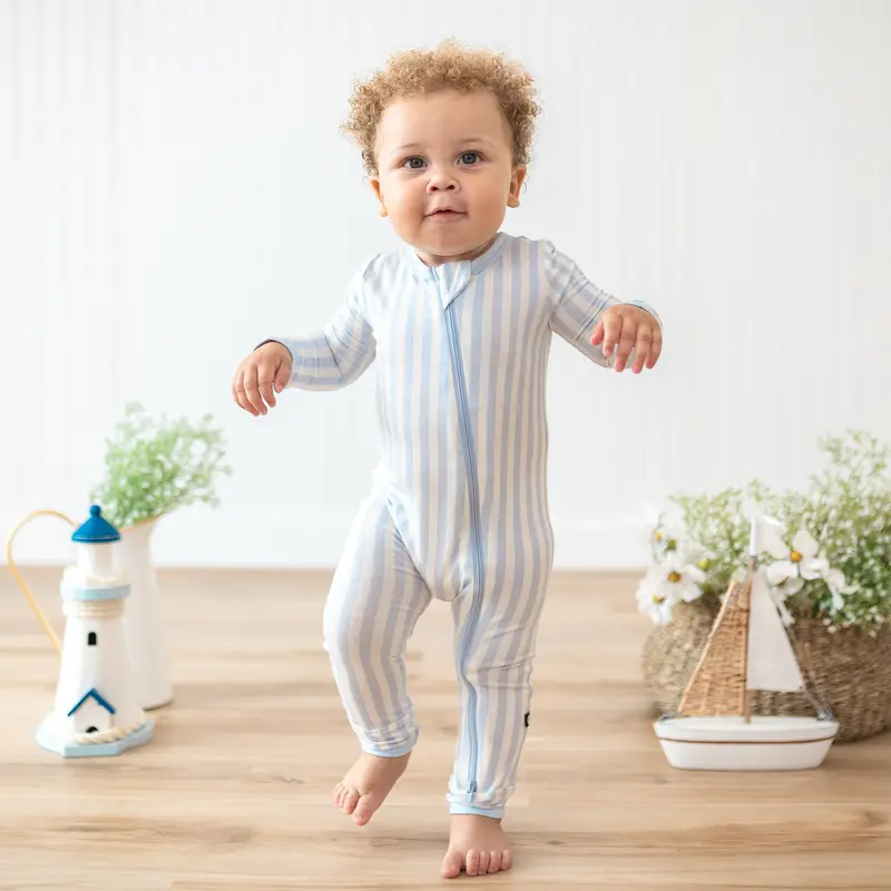 Zippered Romper In Small Mist Stripe 1