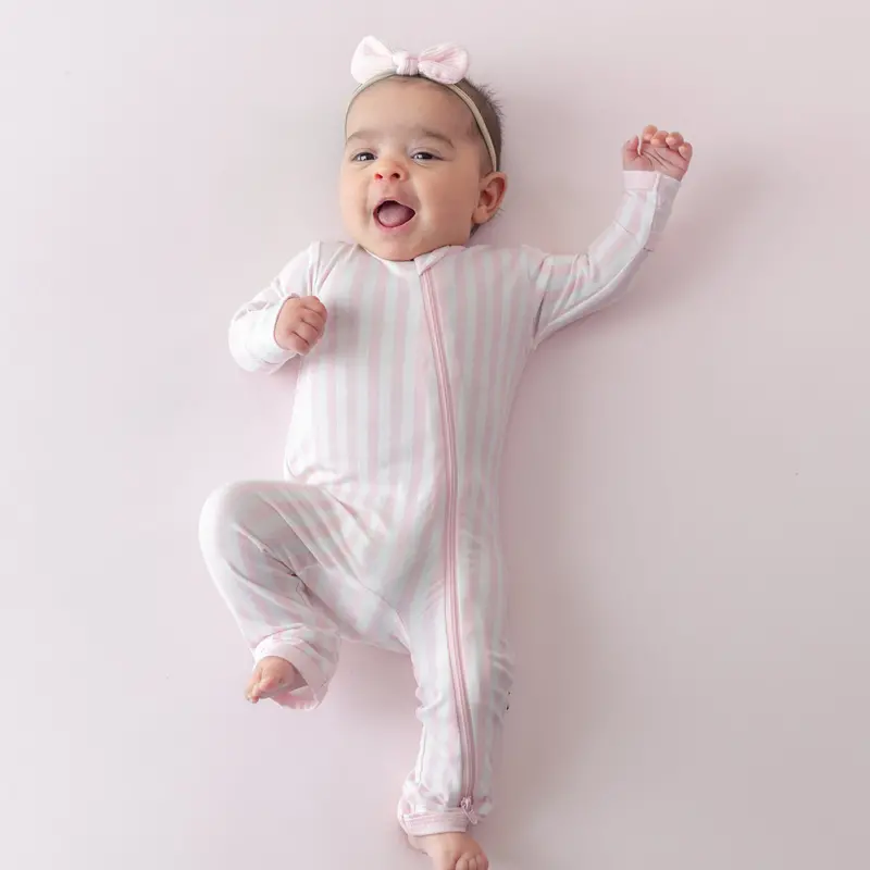Zippered Romper In Small Sakura Stripe 1