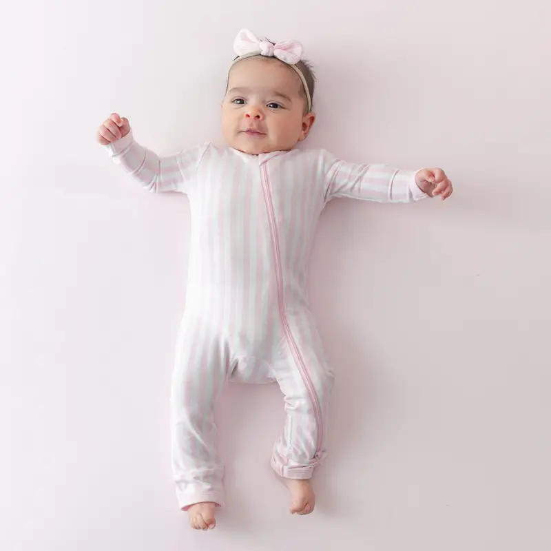 Zippered Romper In Small Sakura Stripe 3