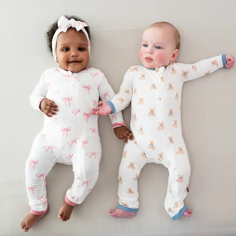 Zippered Romper In Teddy Bear 3