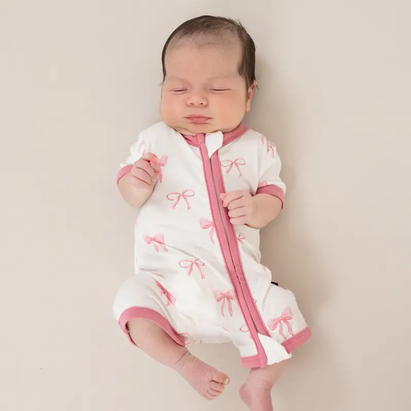 Zippered Shortall Romper In Bow 1