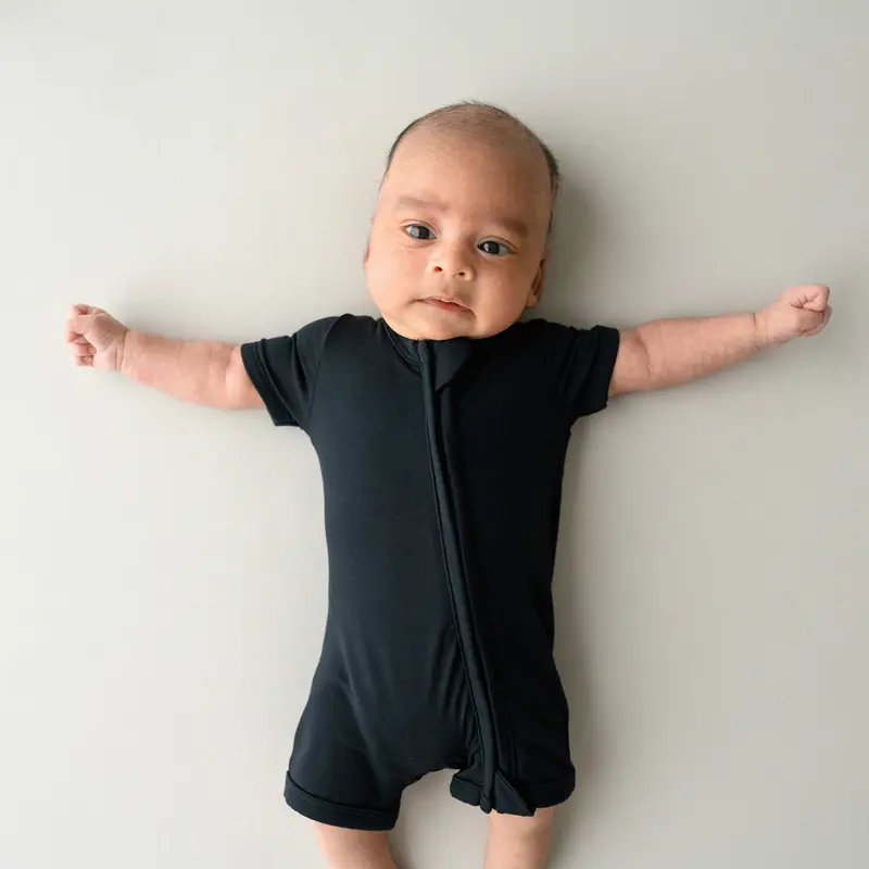 Zippered Shortall Romper In Midnight 1