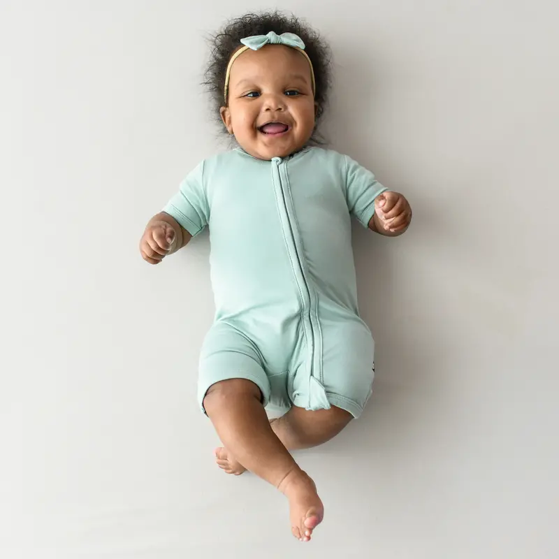 Zippered Shortall Romper In Sage 1