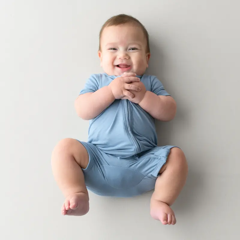 Zippered Shortall Romper In Slate 1