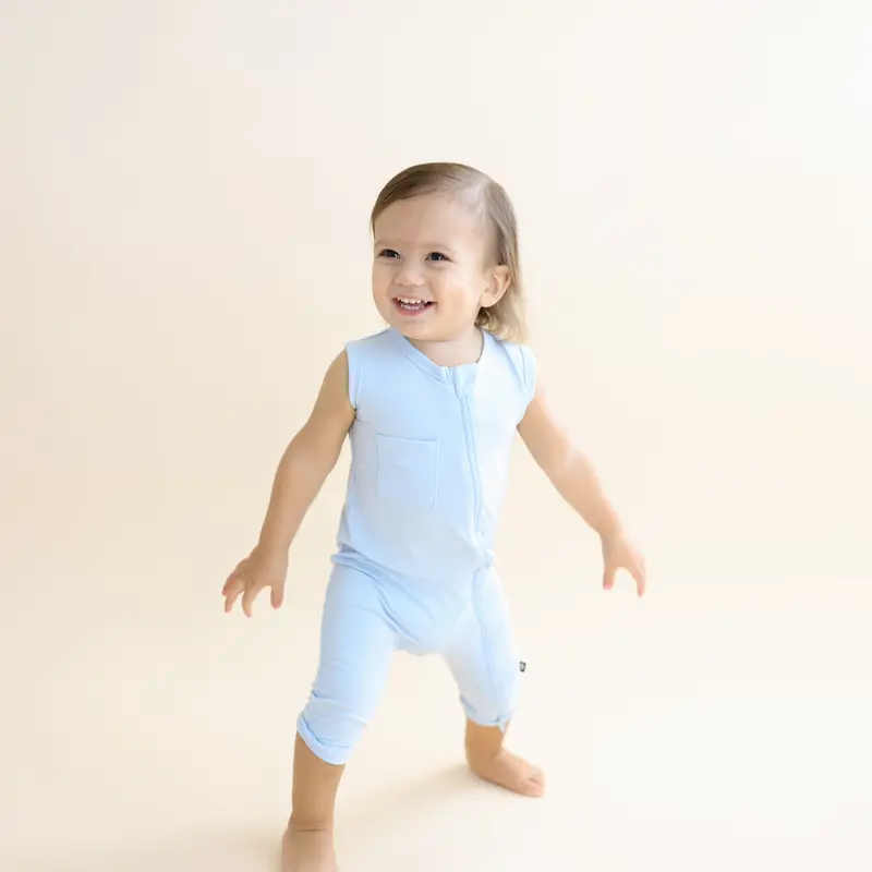 Zippered Sleeveless Romper In Breeze 1
