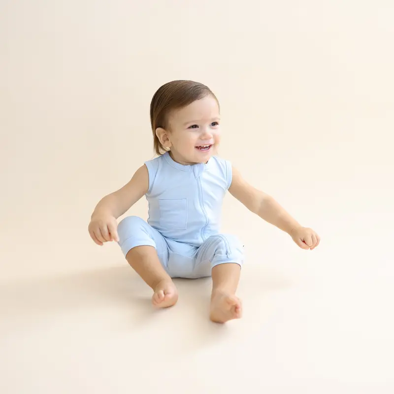Zippered Sleeveless Romper In Breeze 3