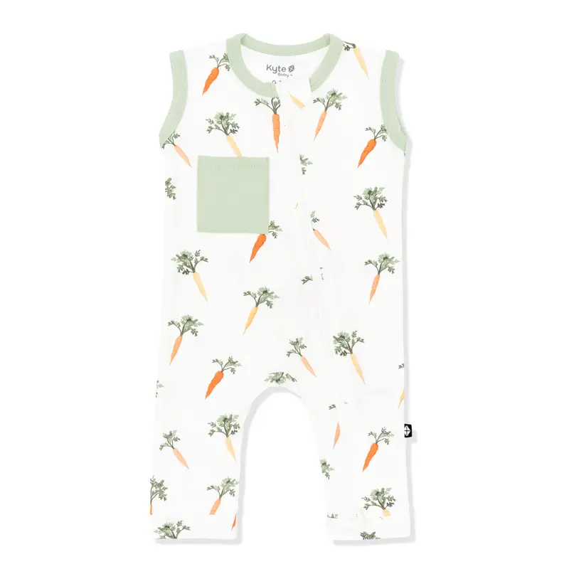 Zippered Sleeveless Romper In Carrot 1