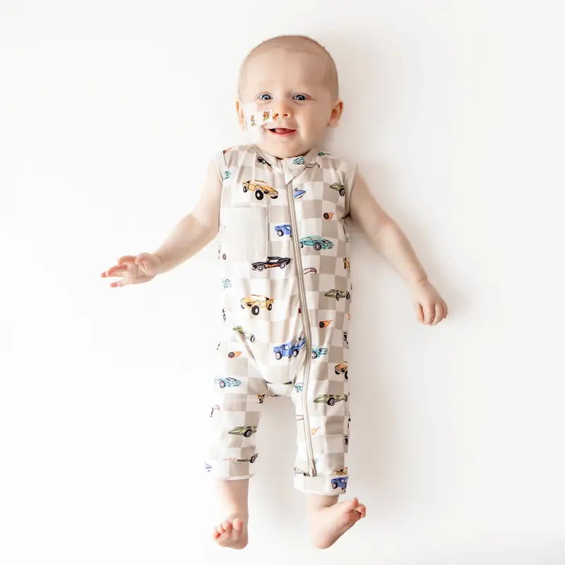 Zippered Sleeveless Romper In Fast And Fierce 1