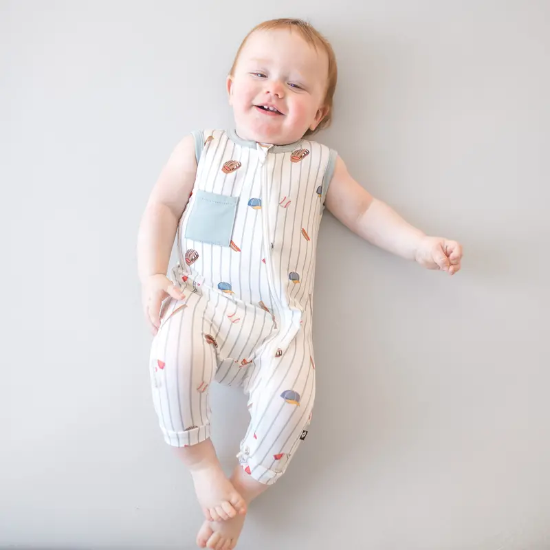 Zippered Sleeveless Romper In Home Run 1