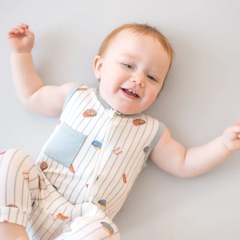 Zippered Sleeveless Romper In Home Run 3