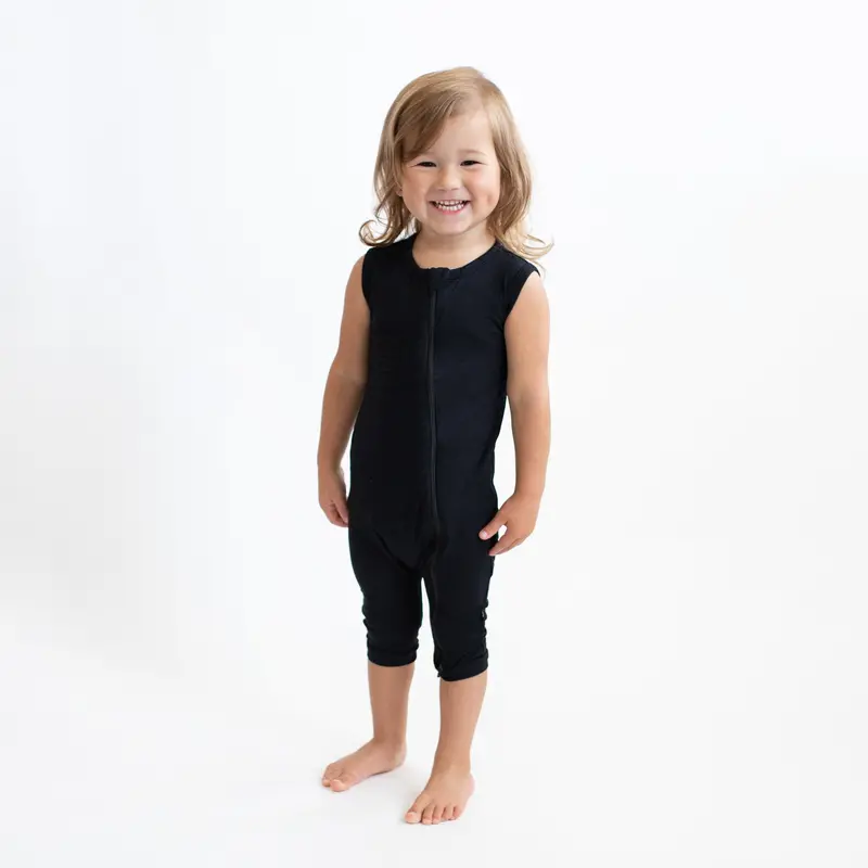 Zippered Sleeveless Romper In Midnight 1
