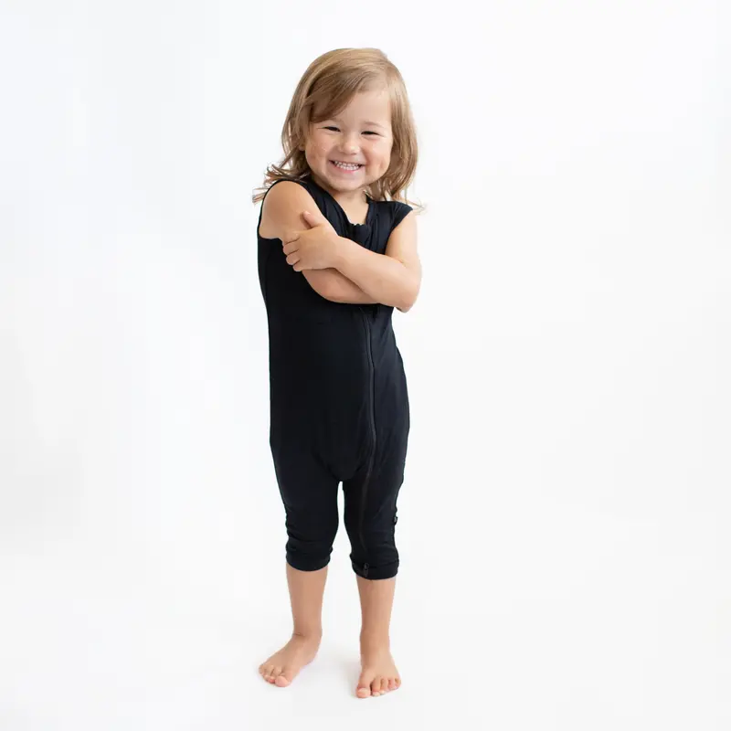 Zippered Sleeveless Romper In Midnight 3