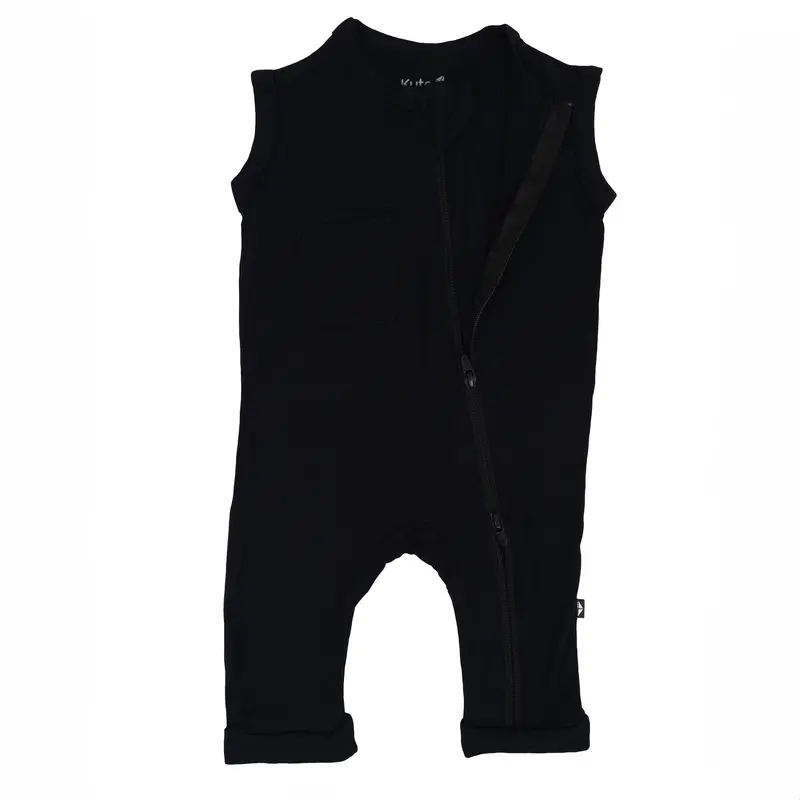 Zippered Sleeveless Romper In Midnight 5