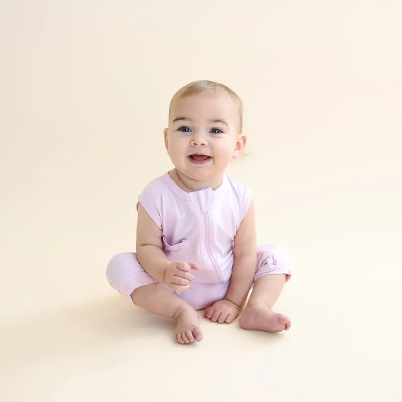 Zippered Sleeveless Romper In Thistle 1