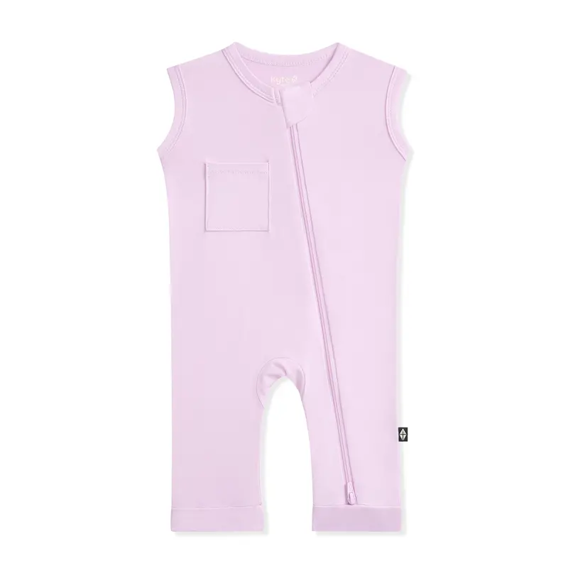 Zippered Sleeveless Romper In Thistle 2