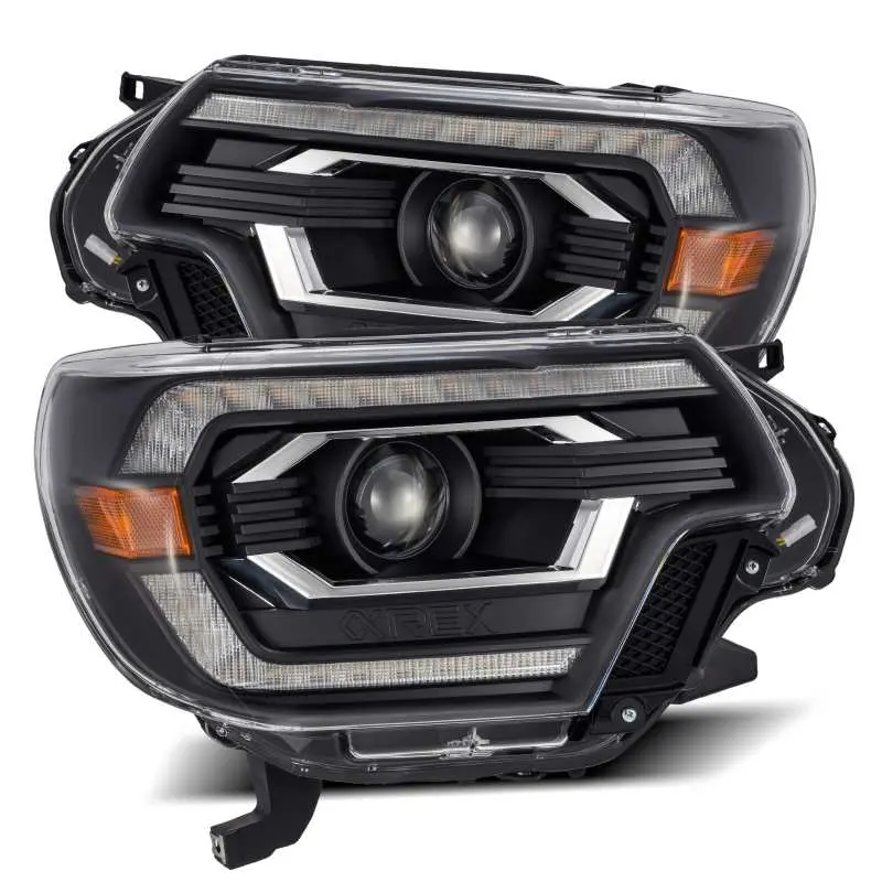 Alpharex Luxx Led Projector Headlights For 2012–2015 Toyota Tacoma – Black Plank Design With Drl 2