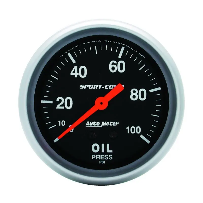 Autometer Sport-Comp Mechanical Oil Pressure Gauge – 66.7Mm (2-5/8″), 0–100 Psi Range 1
