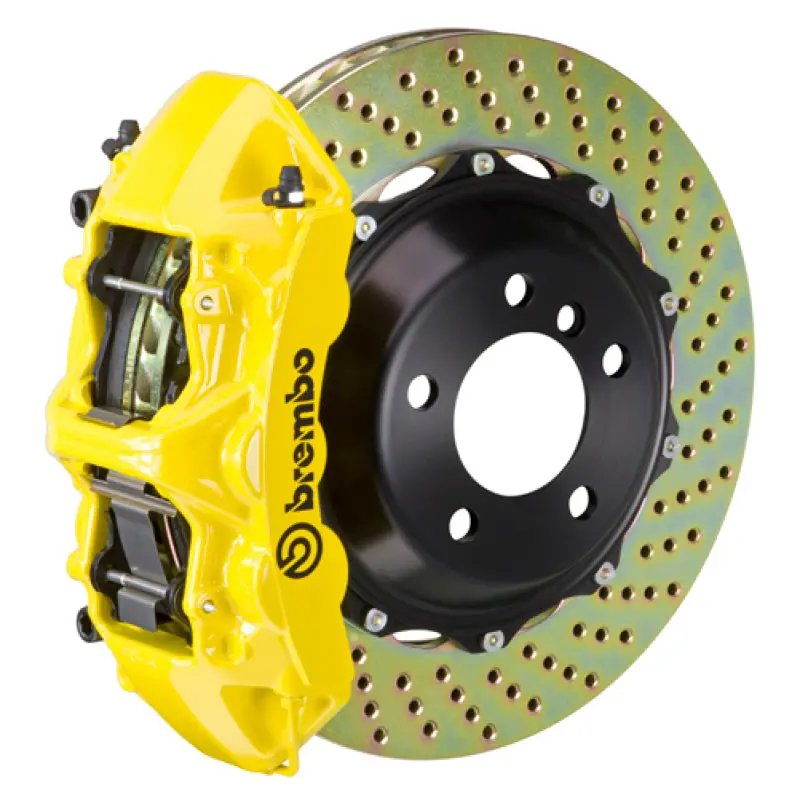 Brembo Gt Big Brake Kit For Volkswagen Gti (2015–2021) – Front, 6-Piston Calipers, 355X32Mm Drilled Two-Piece Rotors, Yellow Finish 1