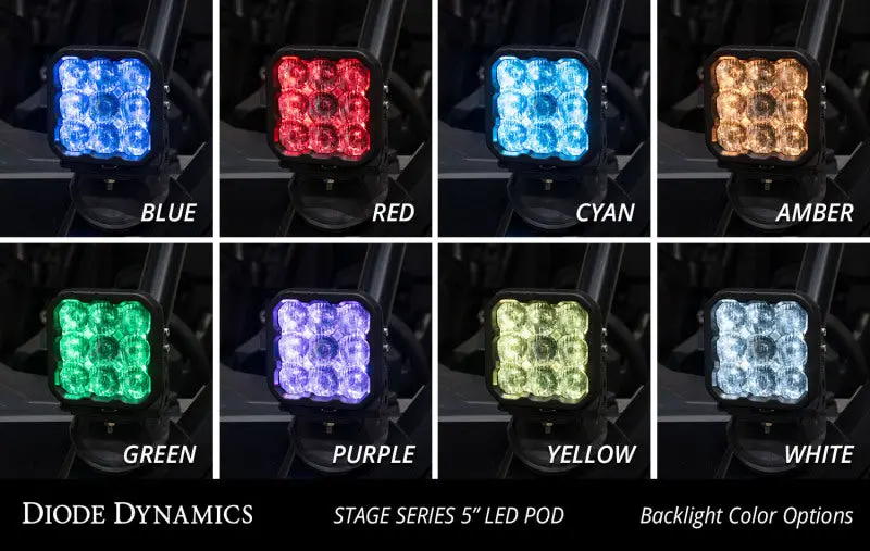 Diode Dynamics Ss5 A-Pillar Pod Kit For Polaris Rzr Xp (2014–2018) – Stage Series, Sport Yellow Combo 2