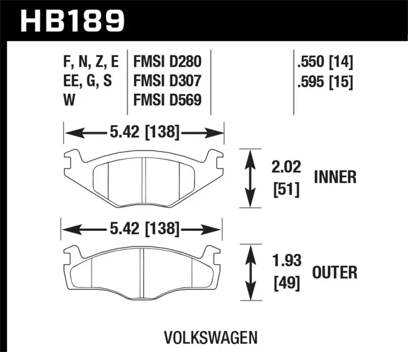 Hawk Blue 9012 High-Performance Brake Pads For Select Volkswagen Models 1