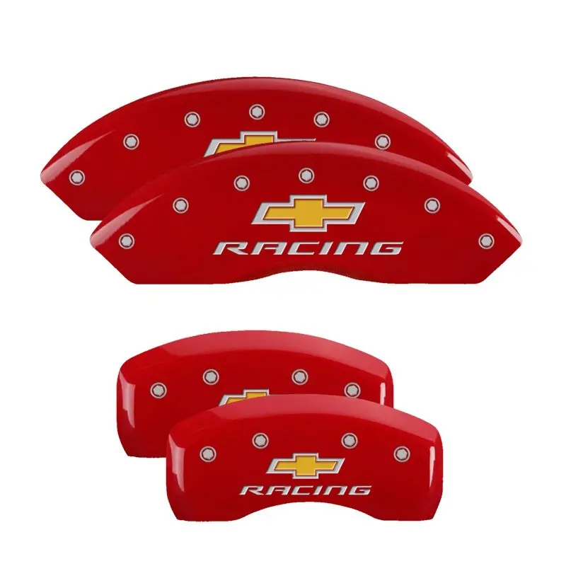 Mgp Engraved 4-Piston Caliper Covers — Front & Rear — For Chevrolet Silverado (Yellow Finish With Black Accents) 1