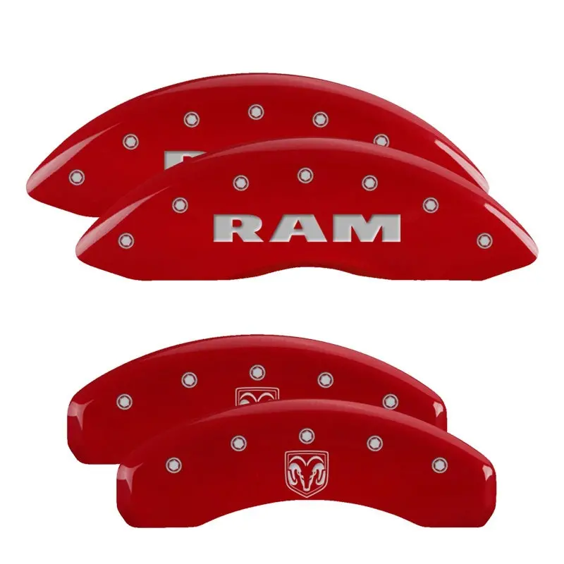Mgp Engraved Caliper Covers – Red Finish With Silver Ram Logo For 2019 Ram 1500 1