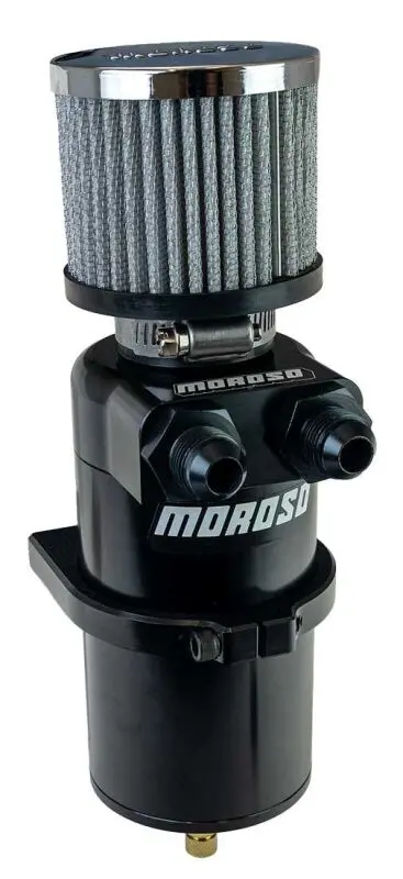 Moroso Dual-Port -8An Billet Aluminum Breather Tank With Black Finish 1