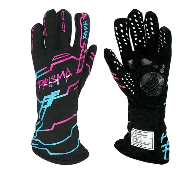Nrg Prisma Fia-Certified Racing Gloves – Large, Amber/Black Design 1