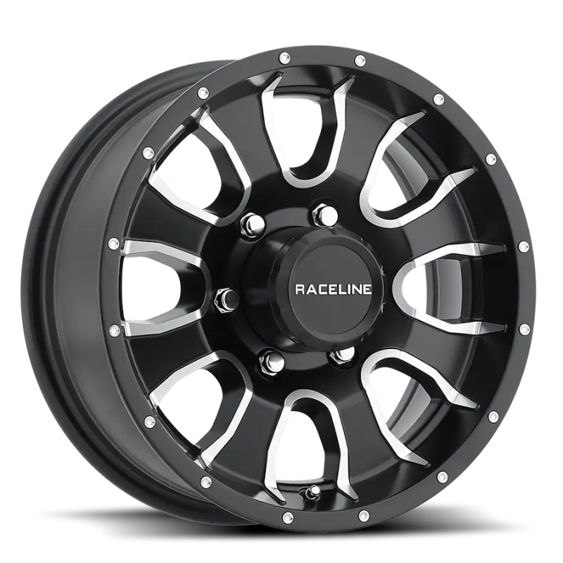 Raceline Mamba 15X5 Inch Wheel – 5X114.3 Bolt Pattern, -0.125Mm Offset, 3.190Mm Bore, Black & Machined Finish 1